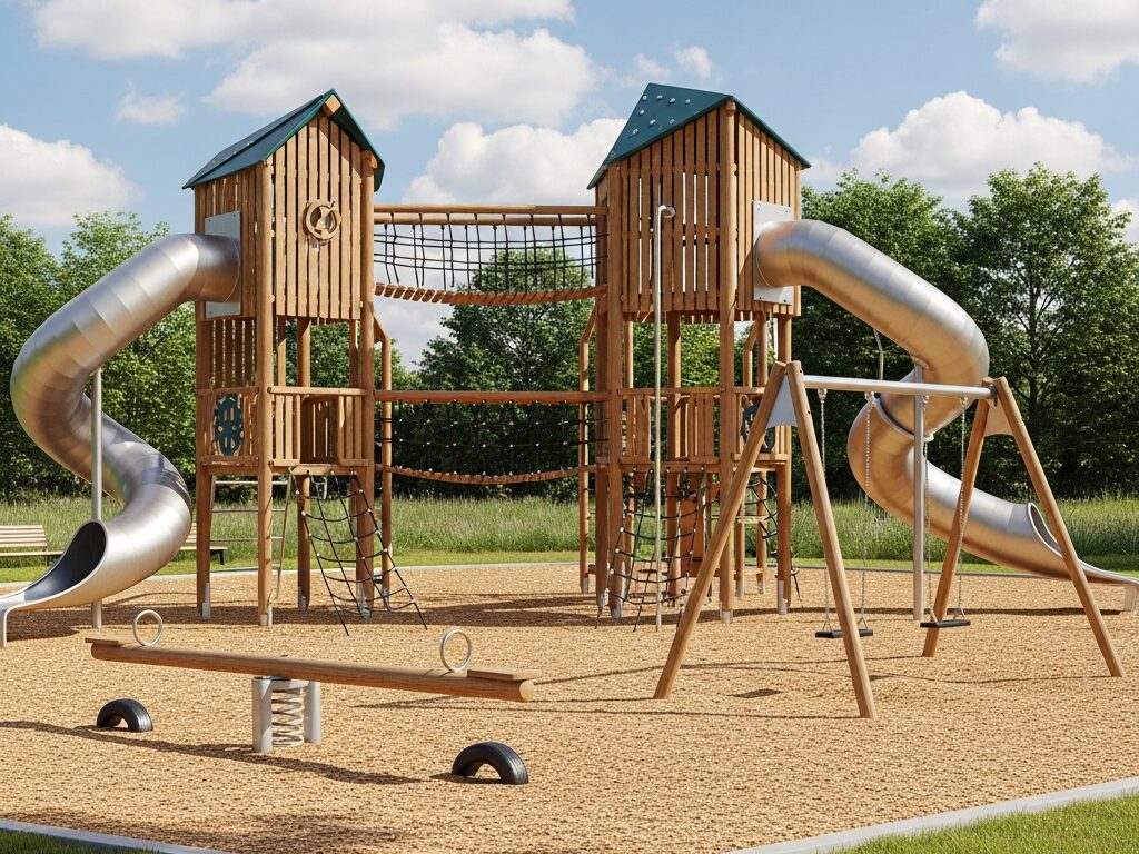 Площадка из дерева и металла